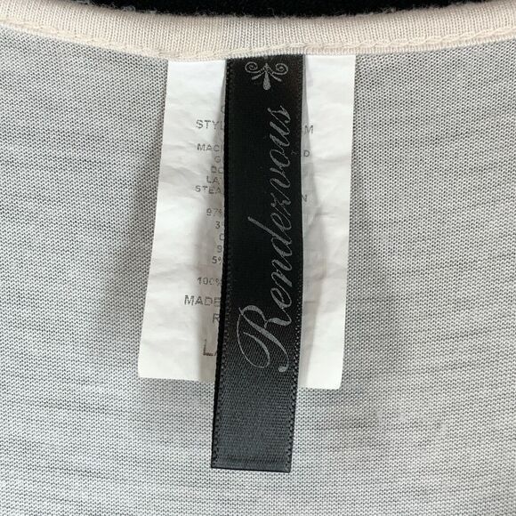 Rendezvous Crochet Knit Tank Top L Cream Ivory Triangles Stretch Sheer - Picture 6 of 6